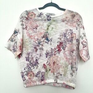 Cropped knit pastel floral short sleeve top size S